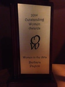 Barbara Payton receives Women in the Arts Award from Outstanding Women Awards
